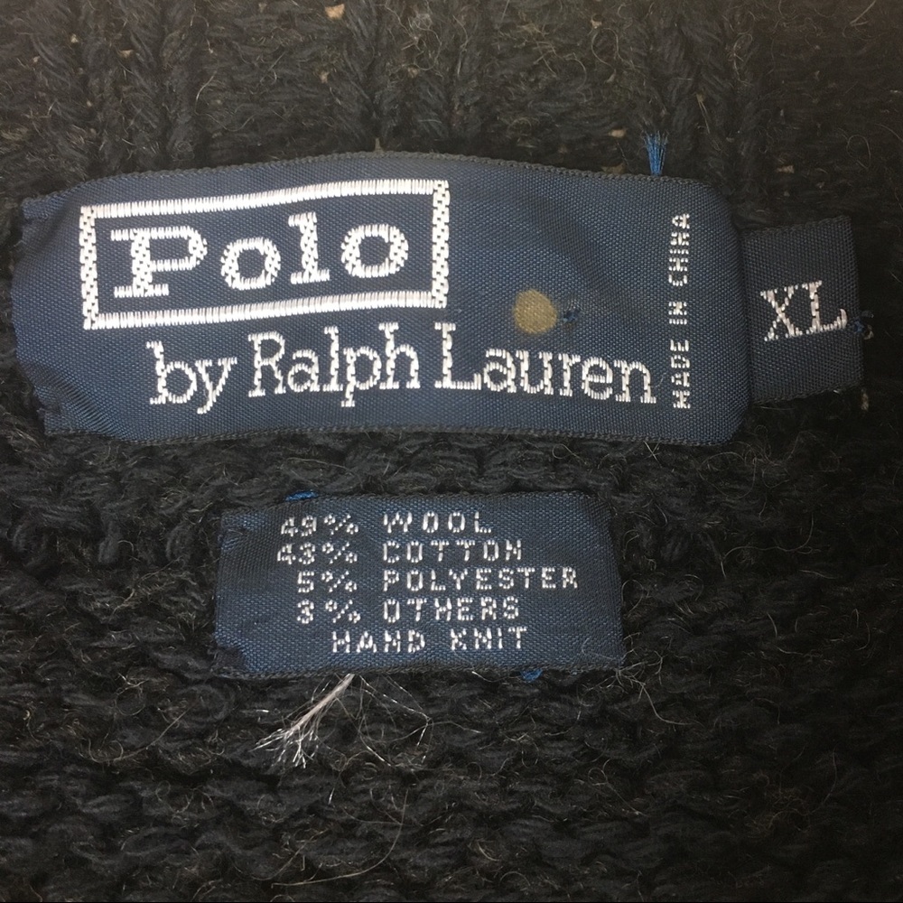 Polo hand knit Nordic holiday sweater wool blend - Picture 5 of 5